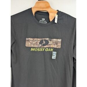 Mossy‎ Oak NWT Tree And Camo Bar Long Sleeve Black Cotton Blend Tee XL